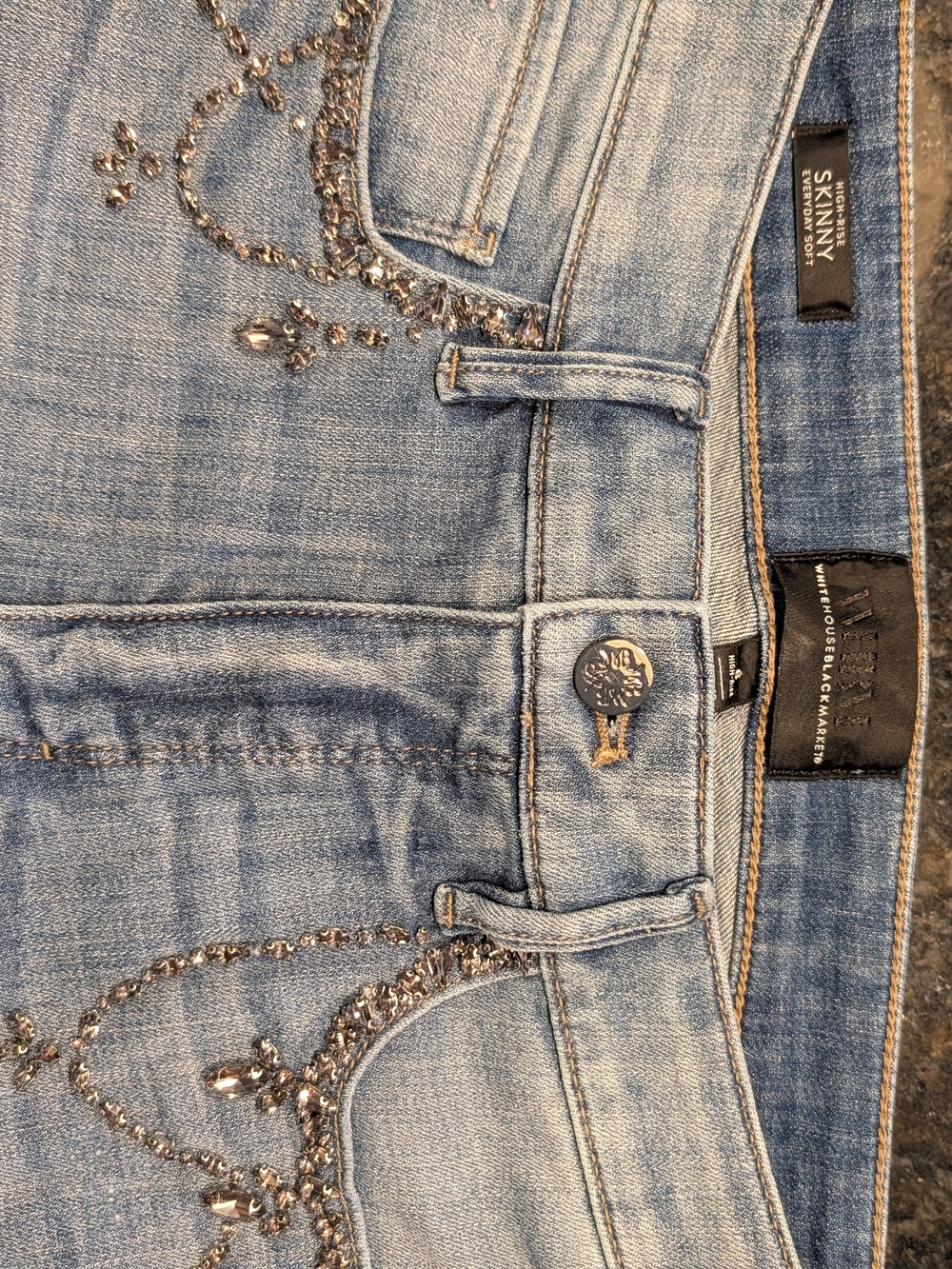 White House Black Market Light Blue Skinny Jeans with Embellishment